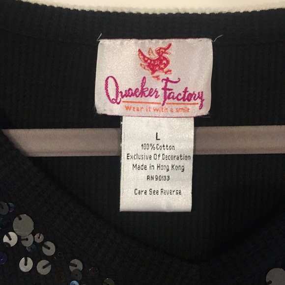 Black Quacker Factory fancy long sleeve top with embellished detail - Picture 4 of 8